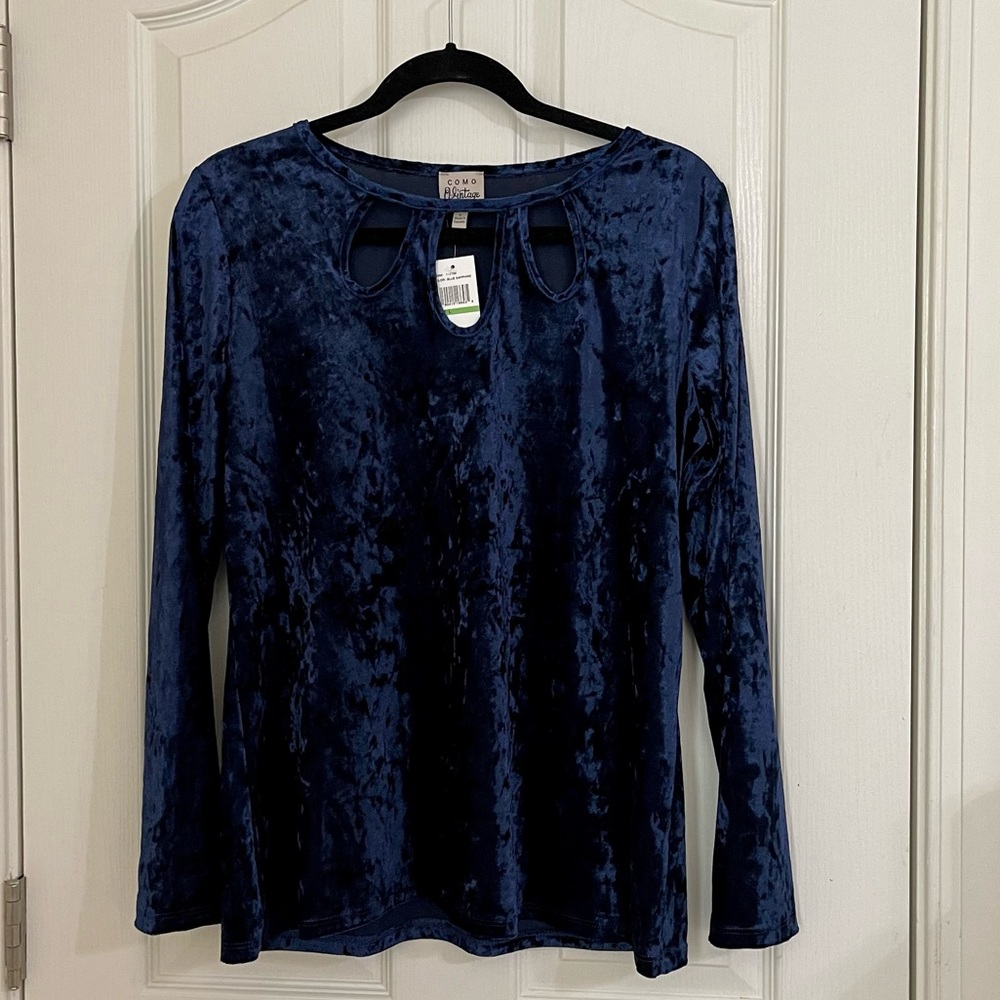 NWT Sapphire blue Como Vintage Top Size L